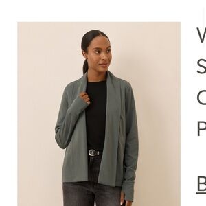 New Pact Women's Castor Green Luxe Stretch Jersey Swing Cardigan Small Sage